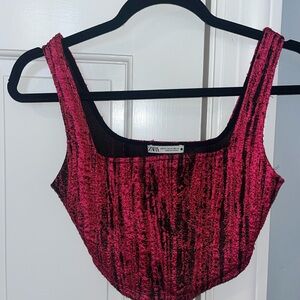 Vibrant Pink/Red/Black Corset Top